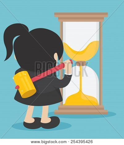 Business Woma Time Management.business Woman Against Time