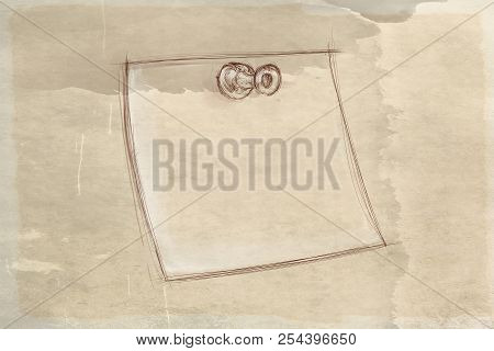 Posit Realistic Drawings With Vintage Background, Ancient Sepia Color