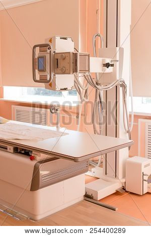Remote Controlled X-ray Machine Isolated On White Background. Radiographic And Fluoroscopic Diagnost