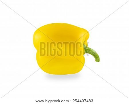Yellow Bell Chilli Isolated On White Background With Clipping Path