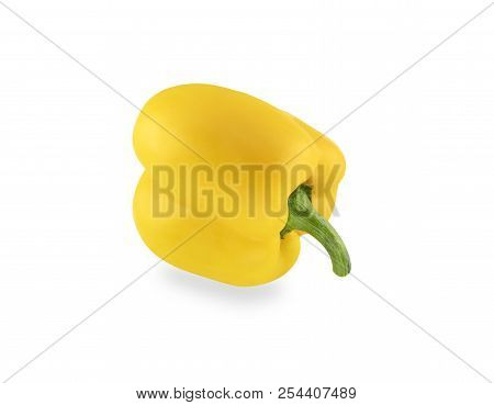 Yellow Bell Chilli Isolated On White Background With Clipping Path