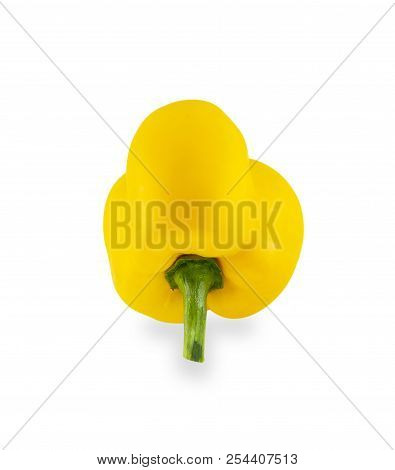 Yellow Bell Chilli Isolated On White Background With Clipping Path