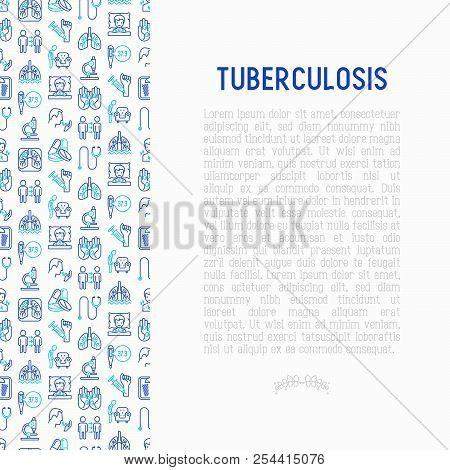 Tuberculosis Concept With Thin Line Icons: Infection In Lungs, X-ray Image, Dry Cough, Pain In Chest