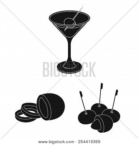 Olive, Food Black Icons In Set Collection For Design. Olive Oil, Seasoning Vector Symbol Stock Web I