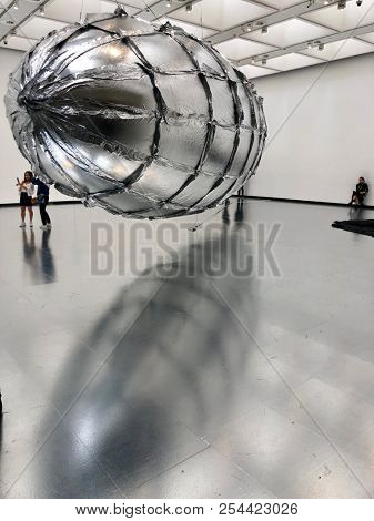 LONDON - AUGUST 19, 2018: Artworks on display at an exhibition by Lee Bul, a Korean artist, at The Hayward Gallery, Southbank Centre in Waterloo, London, UK.