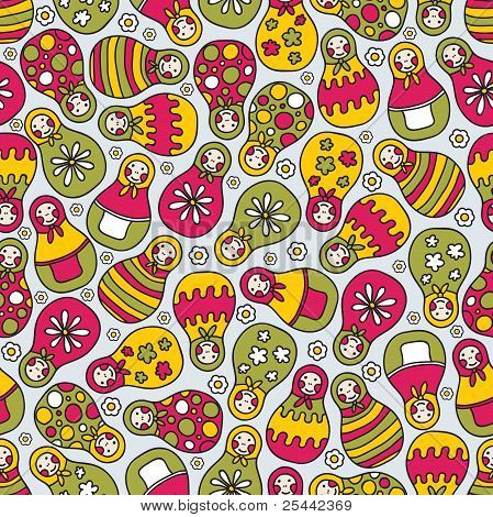 Matreshka doll seamless pattern.