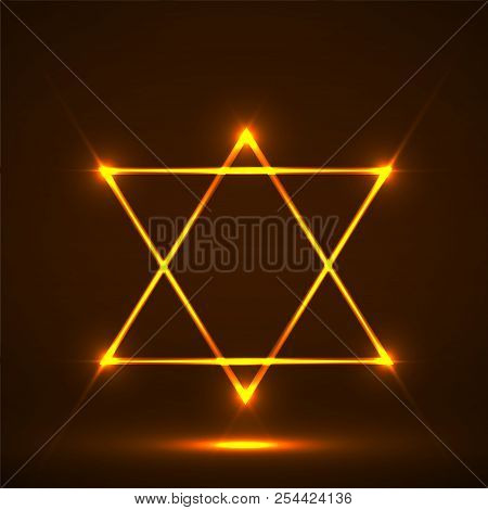 Star Of David. Abstract Symbol Of Glowing Lines