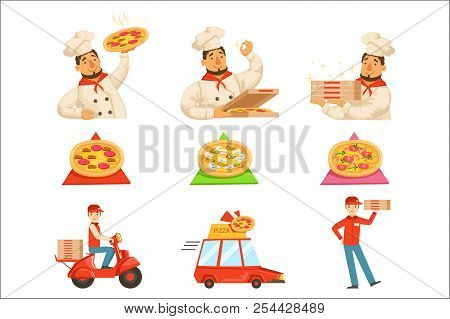 Pizza Delievery Fast Service Process Info Illustration