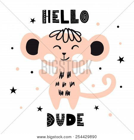 Monkey Baby Cute Print Set. Cool African Animal