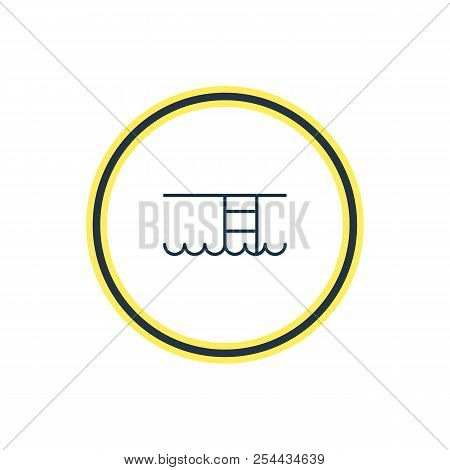 Vector Illustration Of Swimming Pool Icon Line. Beautiful Hotel Element Also Can Be Used As Breastst