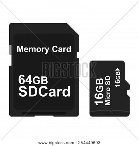 Sd And Micro Sd Memory Card Isolated On White Background. Vector Illustration