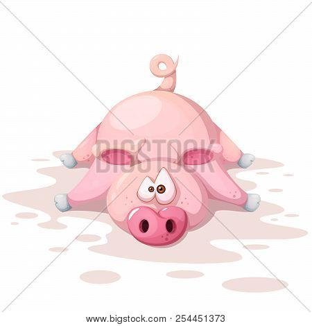 Cute, Funnny, Crazy Pig Characters. Symbol Of The Year 2019. Vector Eps 10