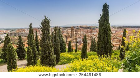 Panoramic View Over The City From A Hill Outside Tudela, Spain