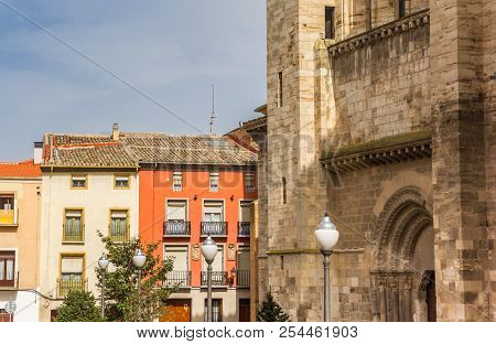 Cathedral And Colorful Houses In Tudela, Spain