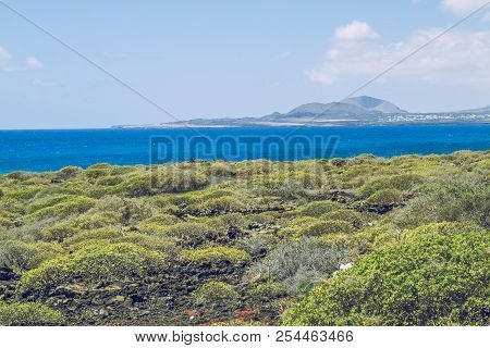 Lanzerote Beach With Blue Atlantic Ocean.