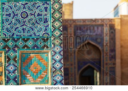 Architectural detail in ancient architecture. Usbekistan, Samarkand.