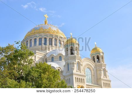 Naval Cathedral Of St. Nicholas The Wonderworker In Kronstadt, Russia.