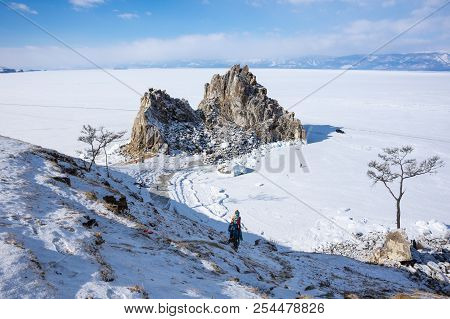 Cape Burkhan (shaman Rock) On Olkhon Island At Baikal Lake, Siberia, Russia