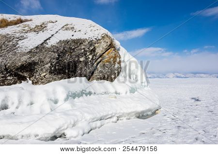 View Of Lake Baikal In Winter, The Deepest And Largest Freshwater Lake By Volume In The World, Locat