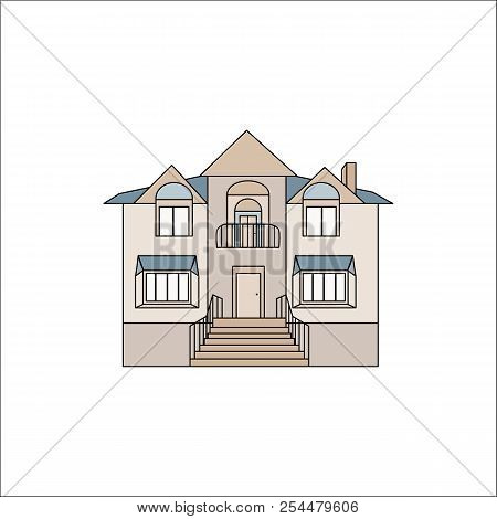 House Cottage Flat Residantial Icon Vector Illustration