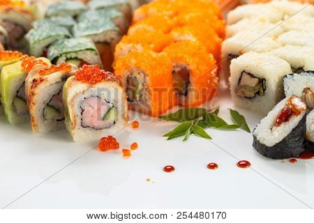 Japanese Sushi On A White Background