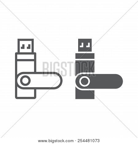 Usb Flash, Flash Card Line And Glyph Icon, Electronic And Device, Memory Sign, Vector Graphics, A Li