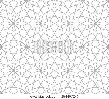 Abstract Geometric Pattern With Crossing Grey Lines On White Background. Seamless Linear Rapport. St
