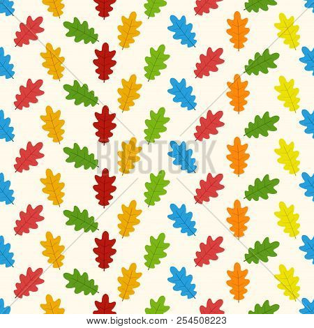 Autumn Seamless Pattern With Leaf, Autumn Leaf Background. Vector Background. Bright Pattern. Autumn