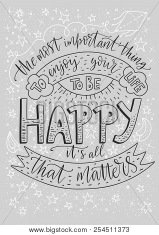 Positive Vector Lettering Card. Handdrawn Iilustration.