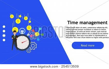 Time Clock Concept Business Person Vector. Isolated Symbol Professional Work Icon. Efficiency Proces