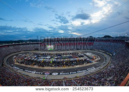 August 18, 2018 - Bristol, Tennessee, USA: The Monster Energy NASCAR Cup Series teams take to the track for the Bass Pro Shops NRA Night Race at Bristol Motor Speedway in Bristol, Tennessee.