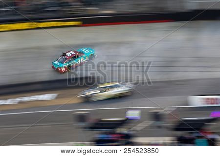 August 18, 2018 - Bristol, Tennessee, USA: David Ragan (38) wrecks off the back stretch during the Bass Pro Shops NRA Night Race at Bristol Motor Speedway in Bristol, Tennessee.