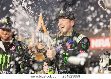 August 18, 2018 - Bristol, Tennessee, USA: Kurt Busch (41) celebrates his 6th victory  at the Food City 300 at Bristol Motor Speedway in Bristol, Tennessee.