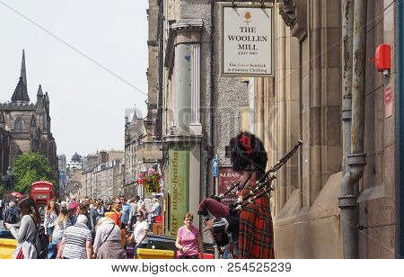 Bagpipe Player Busker In Edinburgh