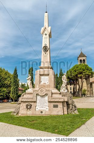 San Fermo Della Battaglia, Como, Italy - August 14, 2018: Memorial Monument To The Fallen In The Cit