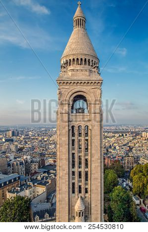Rooftop And Aerial View From Sacre Coeur Basilica. Paris, France.