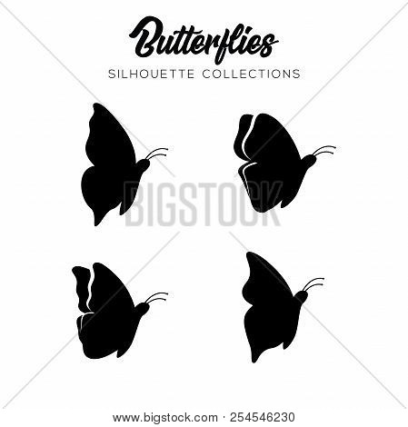 Black Butterflies Silhouette Vector Collections Four Style