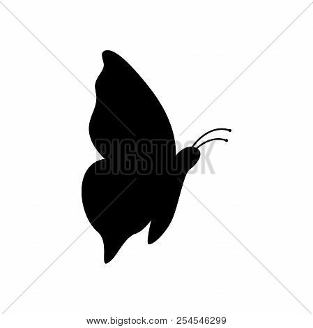 Black One Butterfly Silhouette Vector On White Background