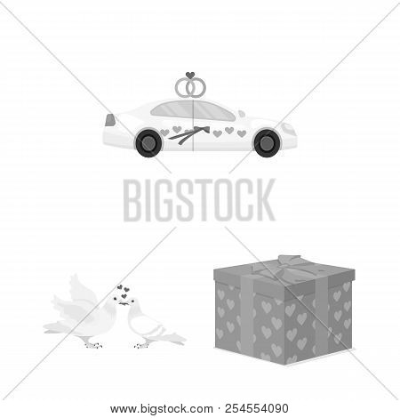 Wedding And Attributes Monochrome Icons In Set Collection For Design.newlyweds And Accessories Vecto