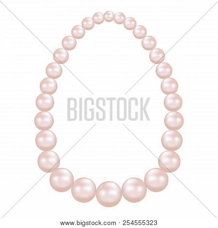 Pearl Necklace Mockup. Realistic Illustration Of Pearl Necklace Mockup For Web Design Isolated On Wh