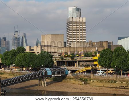 London, Uk - Circa June 2018: View Of The South Bank With Royal National Theatre And Queen Elizabeth