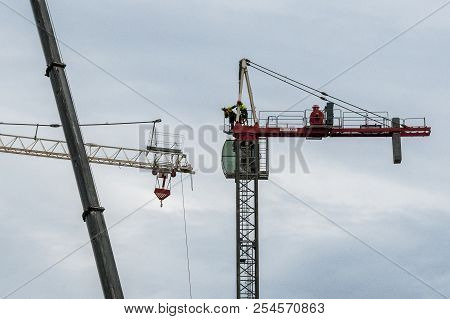 Gosford, New South Wales, Australia - November 16. 2017: Construction Update 51. Tower Crane Erectio