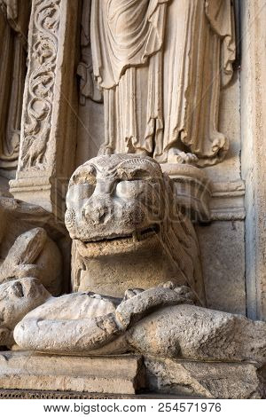 Details Of The West Portal  Saint Trophime Cathedral In Arles, France. Bouches-du-rhone,  France