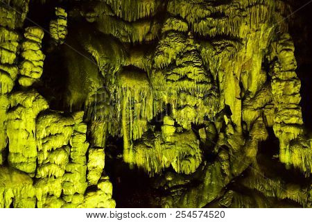 Ancient Minoan Sacred Psychro Cave Where God Zeus Was Born. Crete, Greece. Psychro Cave Or Cave Of Z