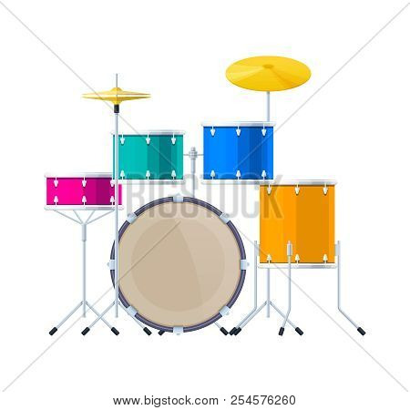 Realistic Percussion Musical Instrument, Drum Set, Sound Barrels, Plates, Wands.