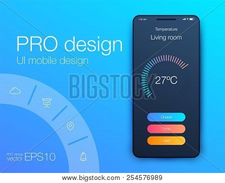Weather Ui. Material Design. Stock Vector Illustration