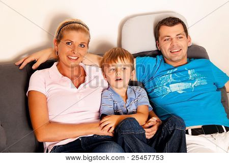 family watching television