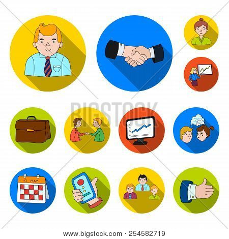 Business Conference And Negotiations Flat Icons In Set Collection For Design.business And Training V