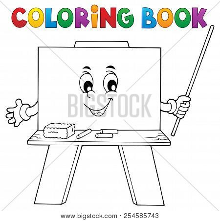 Coloring Book Happy Schoolboard Theme 1 - Eps10 Vector Picture Illustration.