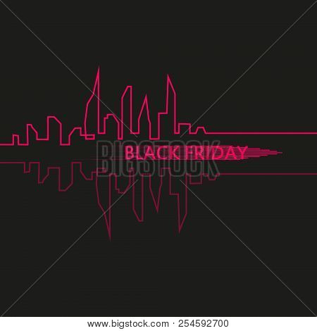Black Friday In The City The Perfect Sale. White Ribbon Banner In Flat Style On A Black Background W